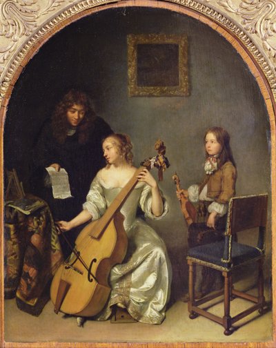 La lezione di viola da gamba da Caspar Netscher